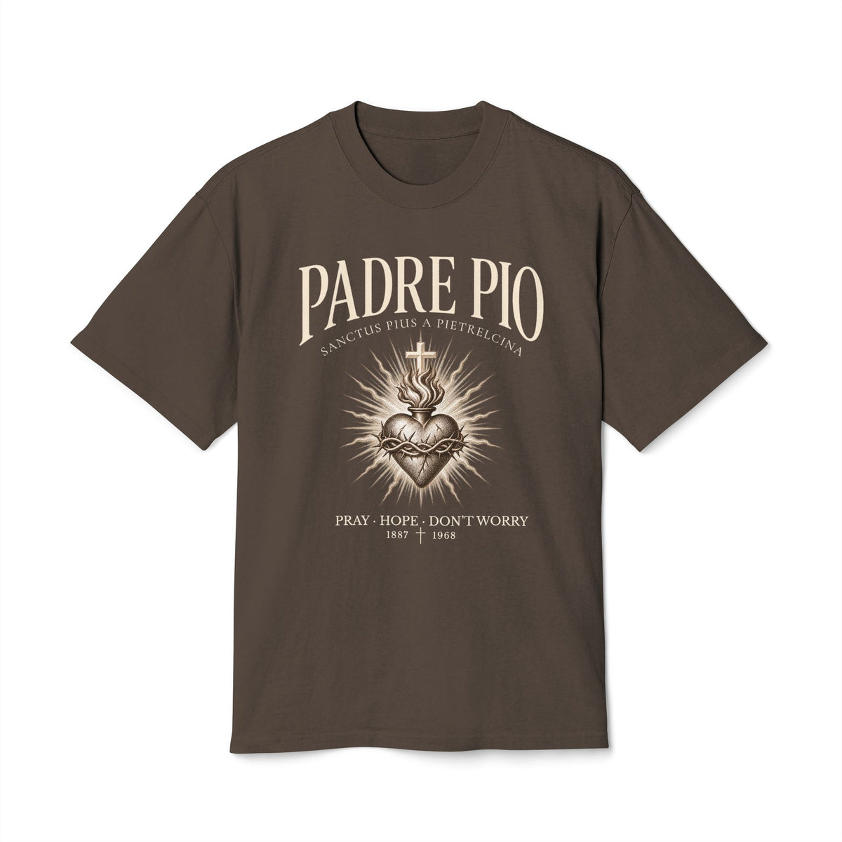 Padre Pio · Pray, Hope & Don’t Worry Statement Back Tee