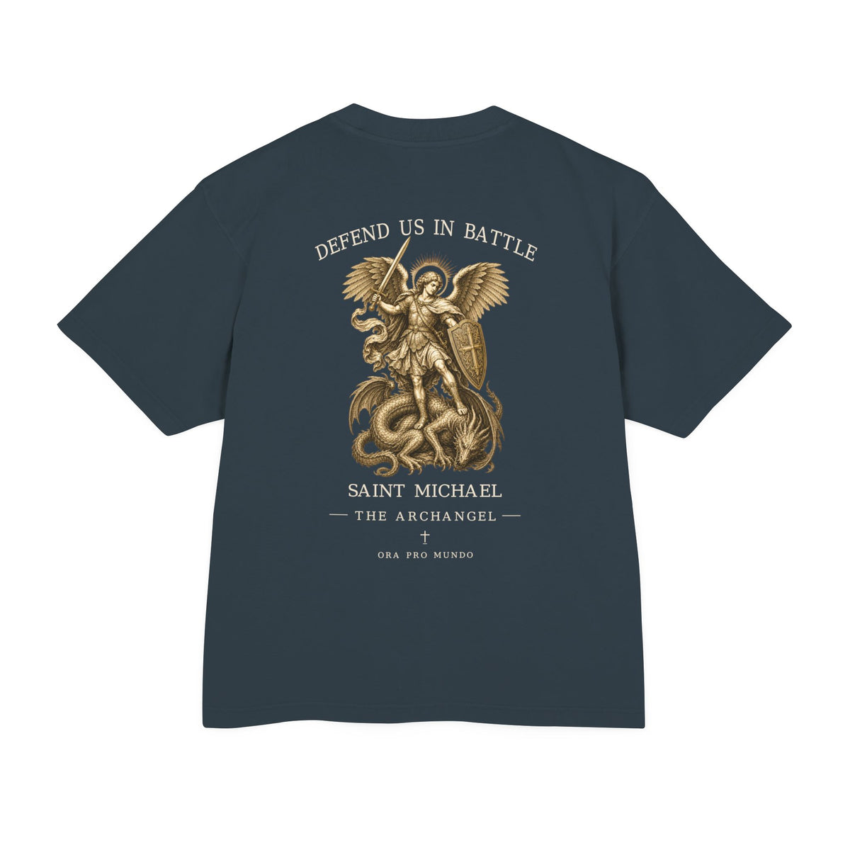 Saint Michael Defend Us in Battle Oversized Heavyweight Tee