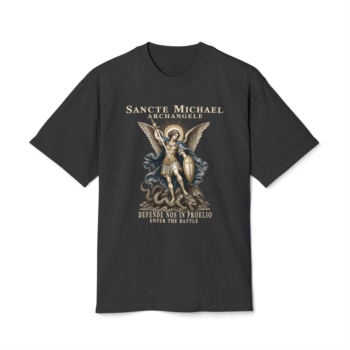 St. Michael Defend Us in Battle Men’s Heavyweight Tee