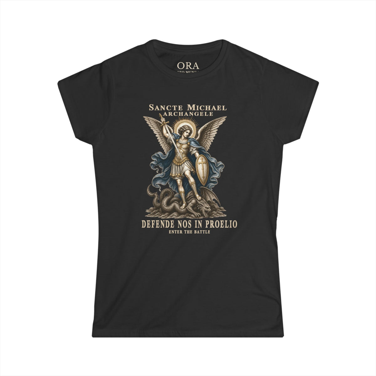 St. Michael the Archangel Women’s Tee – Defende Nos in Proelio