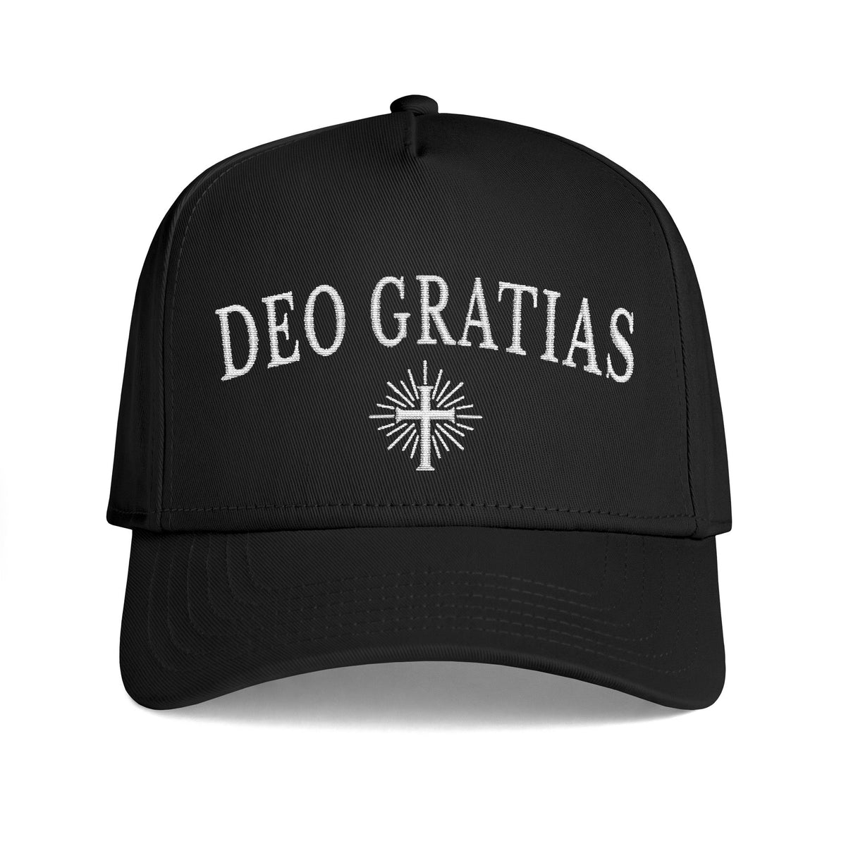 DEO GRATIAS Radiant Cross Embroidered Cap - Black