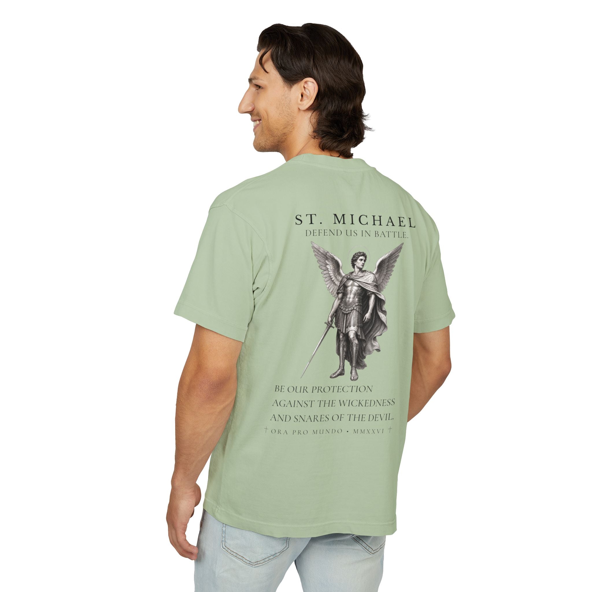 St. Michael — Defend Us in Battle Heavyweight Tee