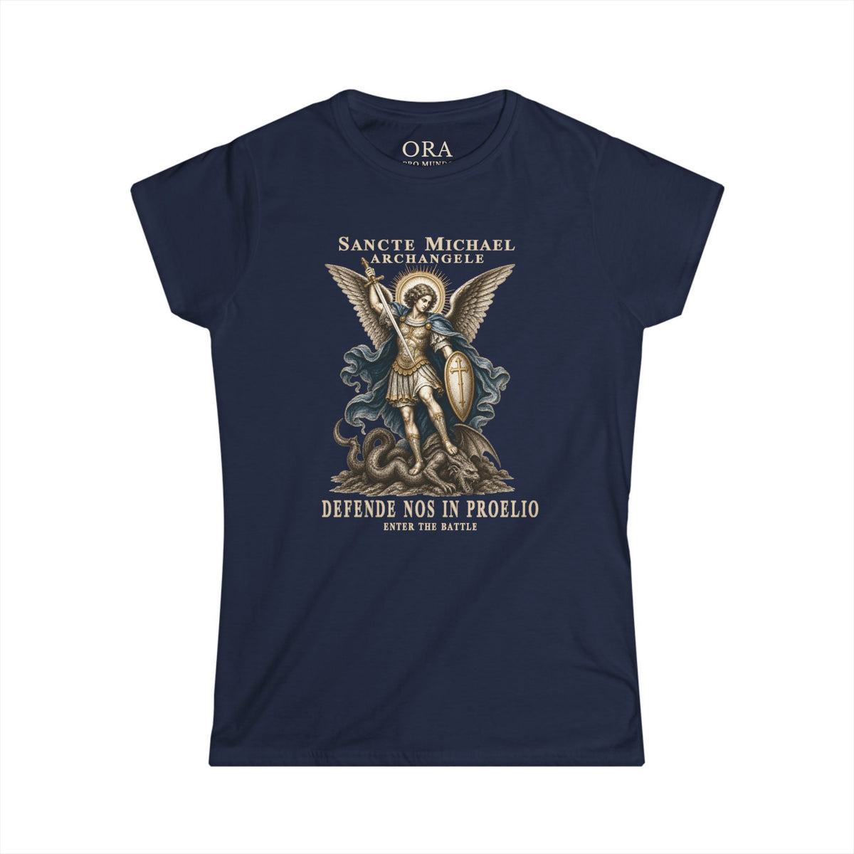 St. Michael the Archangel Women’s Tee – Defende Nos in Proelio