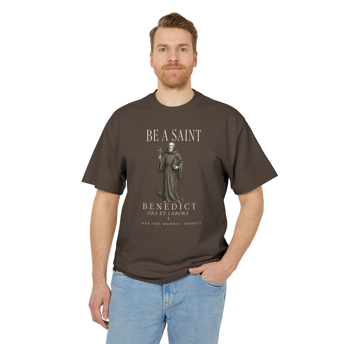 Be A Saint — St. Benedict Tee