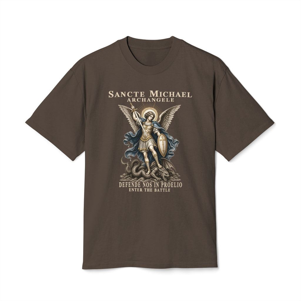 St. Michael Defend Us in Battle Men’s Heavyweight Tee