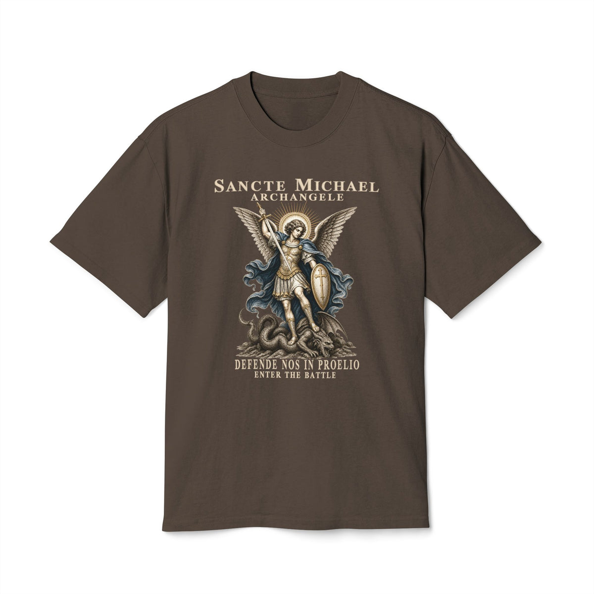 St. Michael Defend Us in Battle Men’s Heavyweight Tee