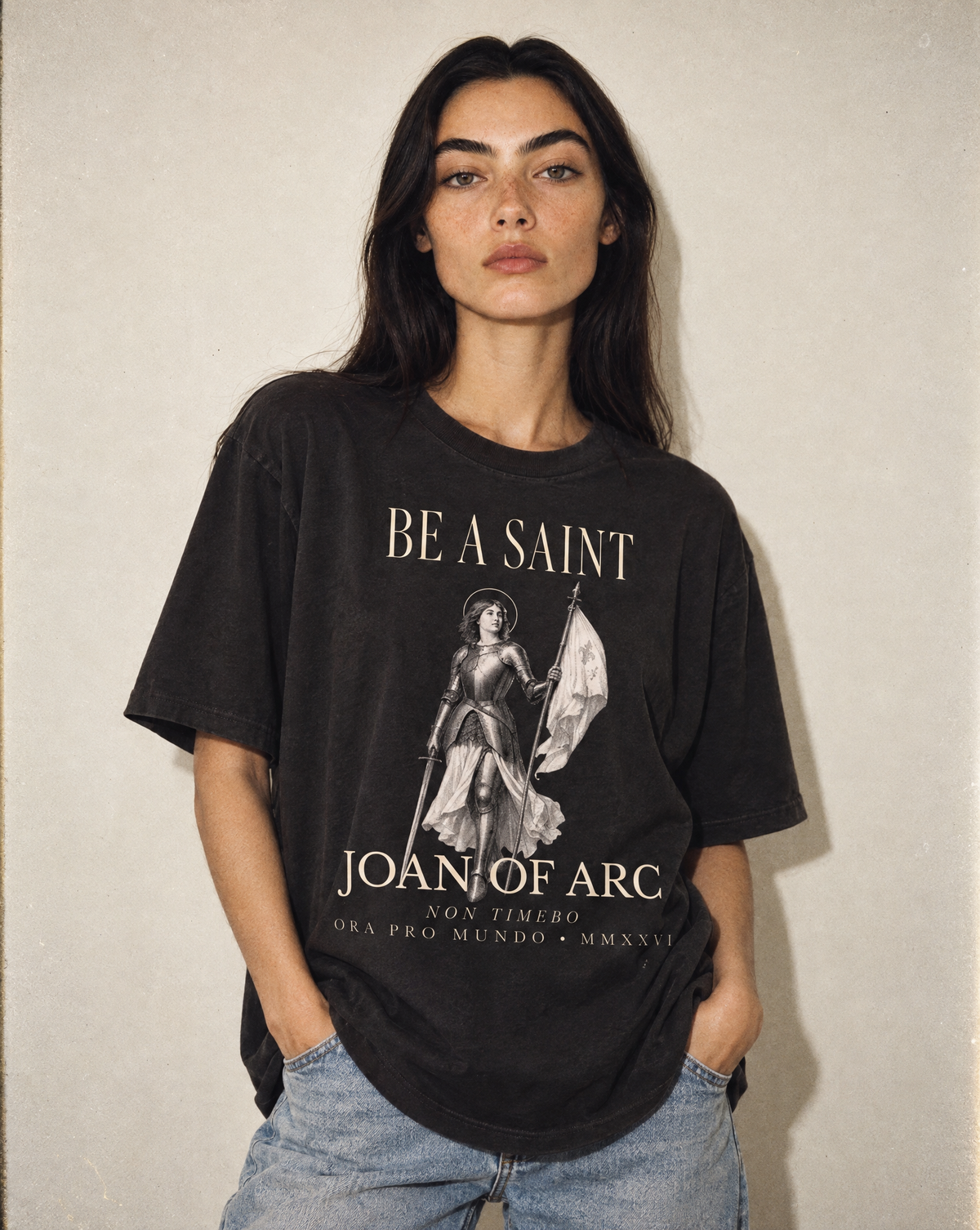 Be A Saint — St. Joan of Arc Stone Wash Tee
