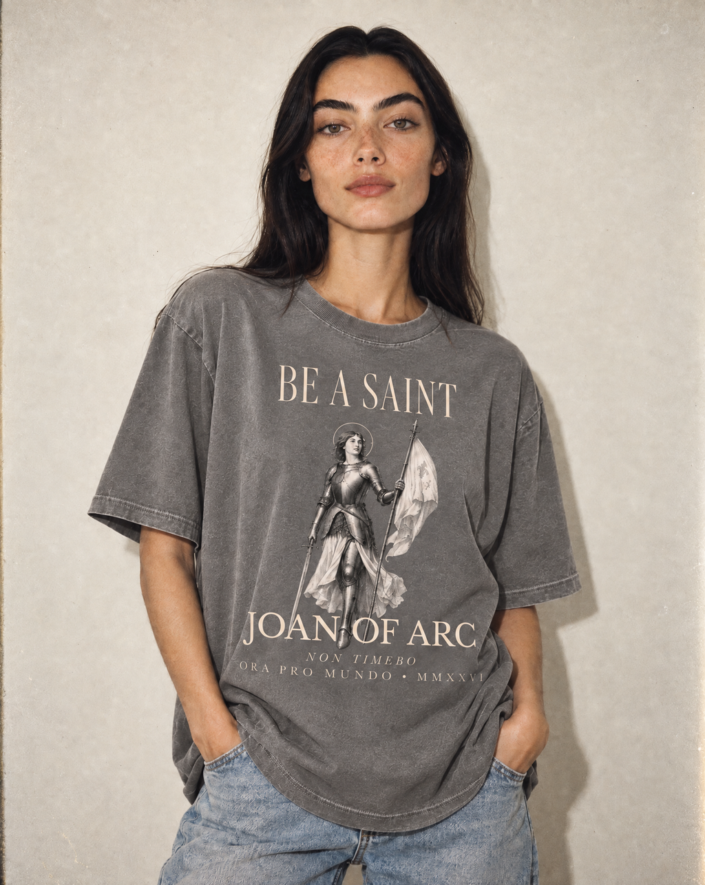 Be A Saint — St. Joan of Arc Stone Wash Tee