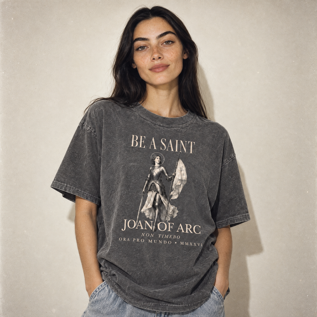 Be A Saint — St. Joan of Arc Stone Wash Tee