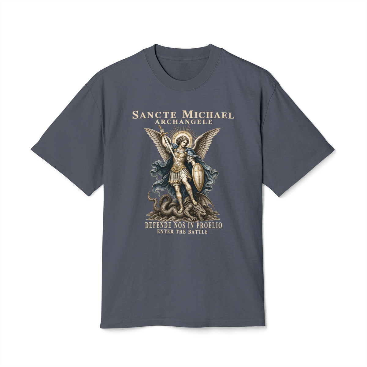 St. Michael Defend Us in Battle Men’s Heavyweight Tee