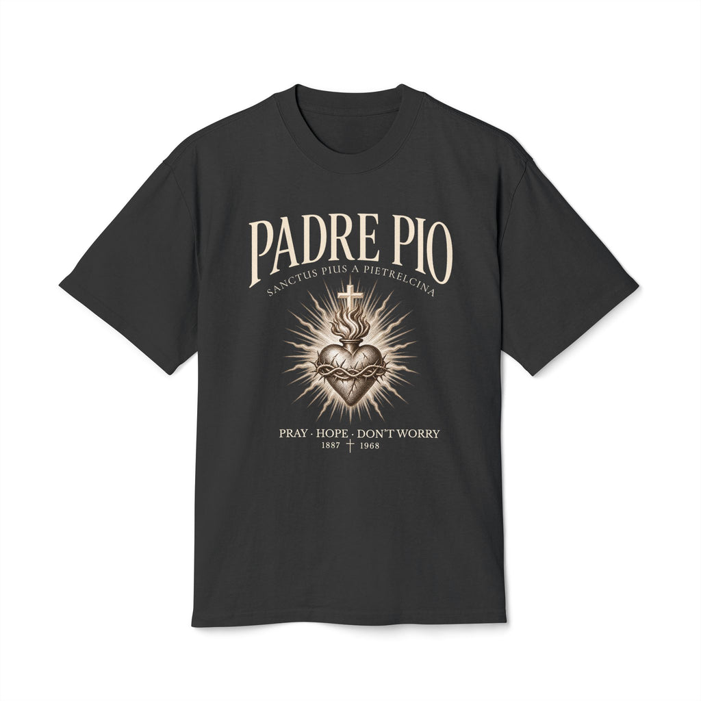 Padre Pio · Pray, Hope & Don’t Worry Statement Back Tee