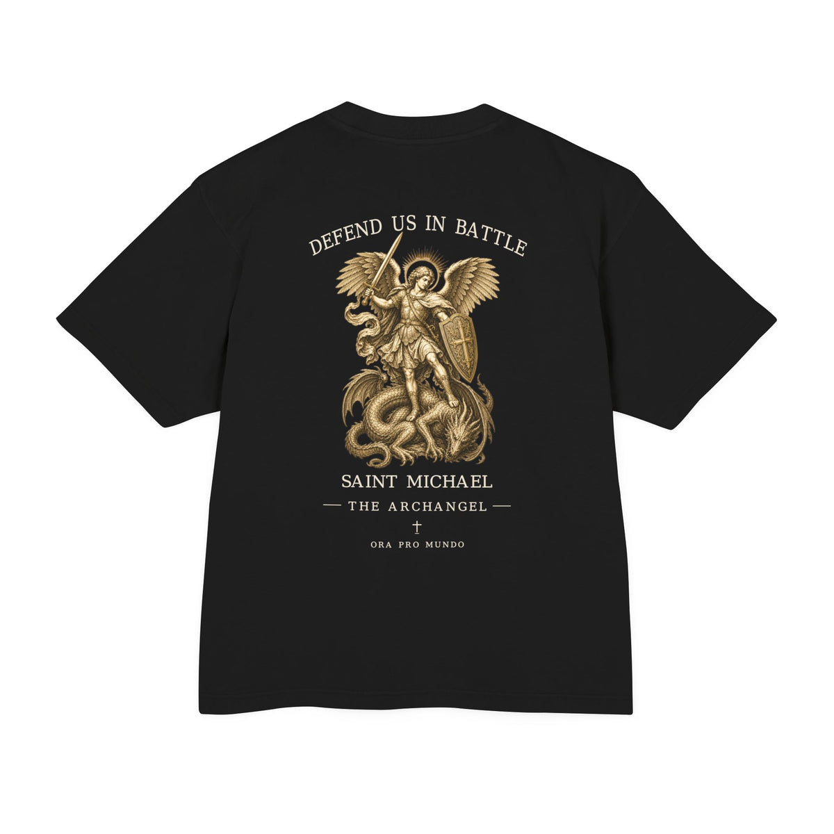 Saint Michael Defend Us in Battle Oversized Heavyweight Tee