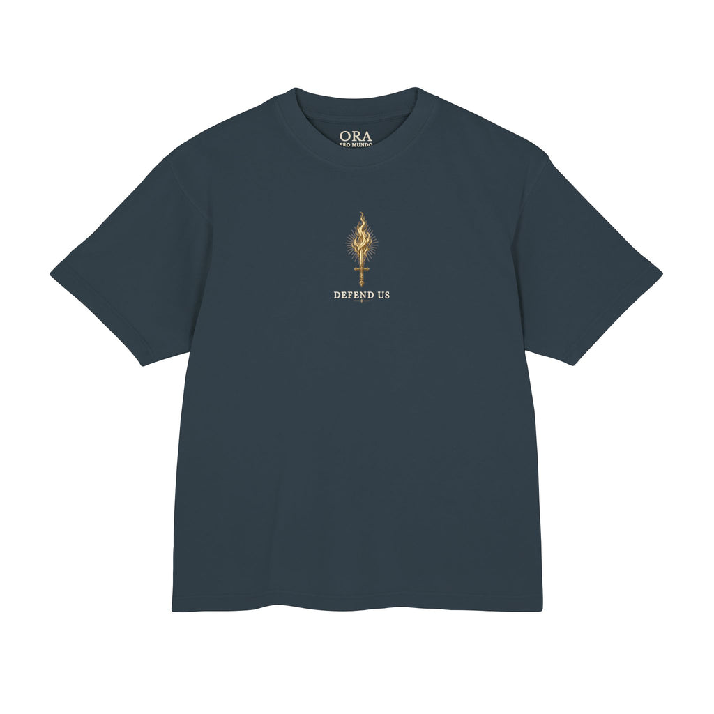 Saint Michael Defend Us in Battle Oversized Heavyweight Tee