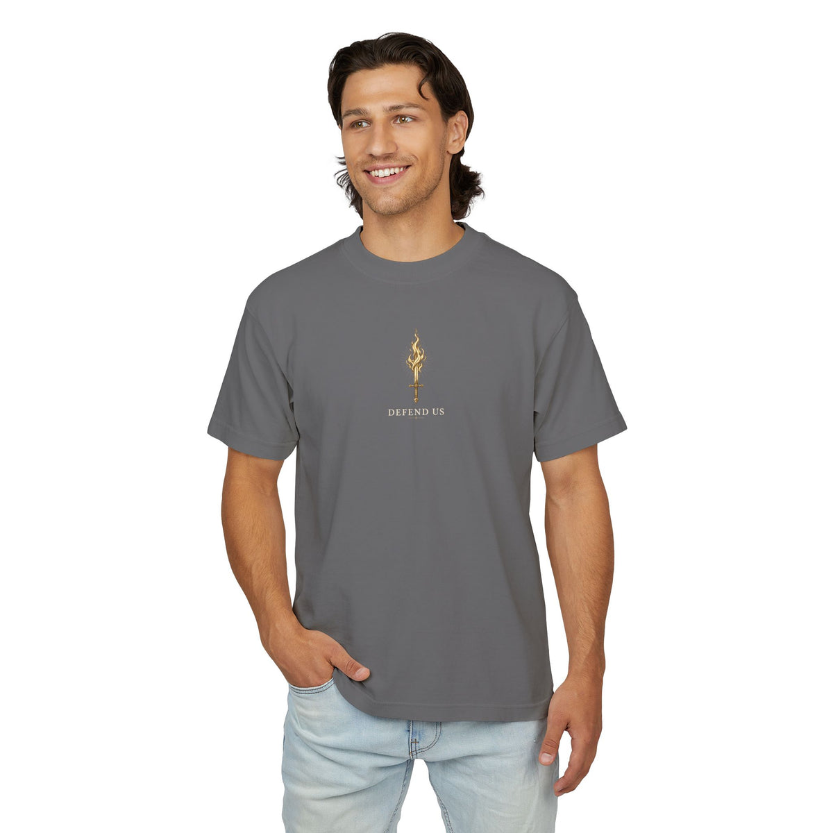 Saint Michael Defend Us in Battle Oversized Heavyweight Tee