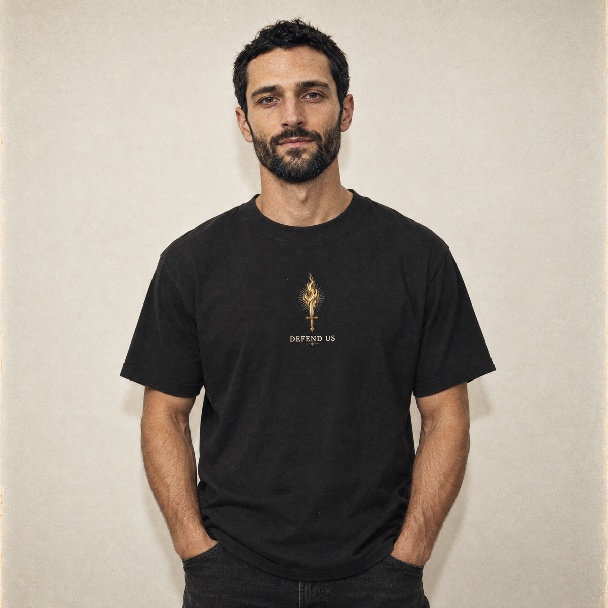 Saint Michael Defend Us in Battle Oversized Heavyweight T-Shirt